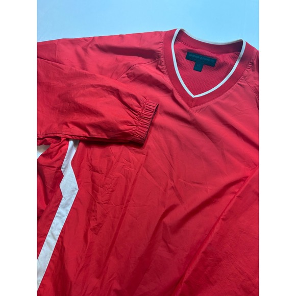 Under Armour Other - Under Armour Windbreaker Pullover Mens LG Red White V-Neck Mesh Lined Jacket